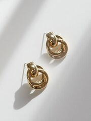 Jon Richard Gold Knotted Door Knocker Earrings - Image 2 of 3
