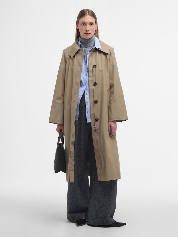 Barbour® Tan Brown Beatrix Showerproof Trench Coat - Image 1 of 7