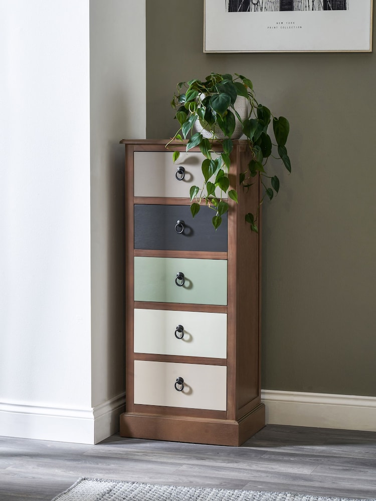 Pacific Multi Loft Pine Wood Sage Multicoloured 5 Drawer Unit - Image 1 of 6