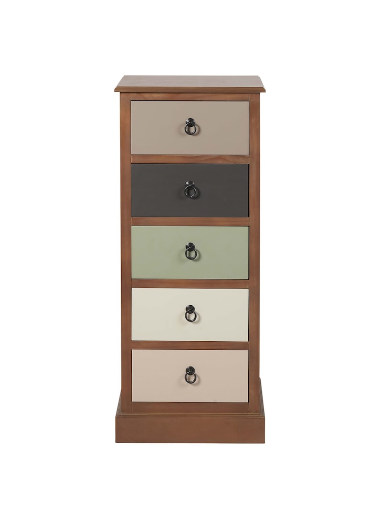 Pacific Multi Loft Pine Wood Sage Multicoloured 5 Drawer Unit - Image 2 of 6