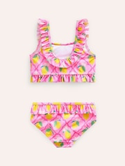 Boden Pink Lemon Frill Detail Tie Back Bikini - Image 3 of 4