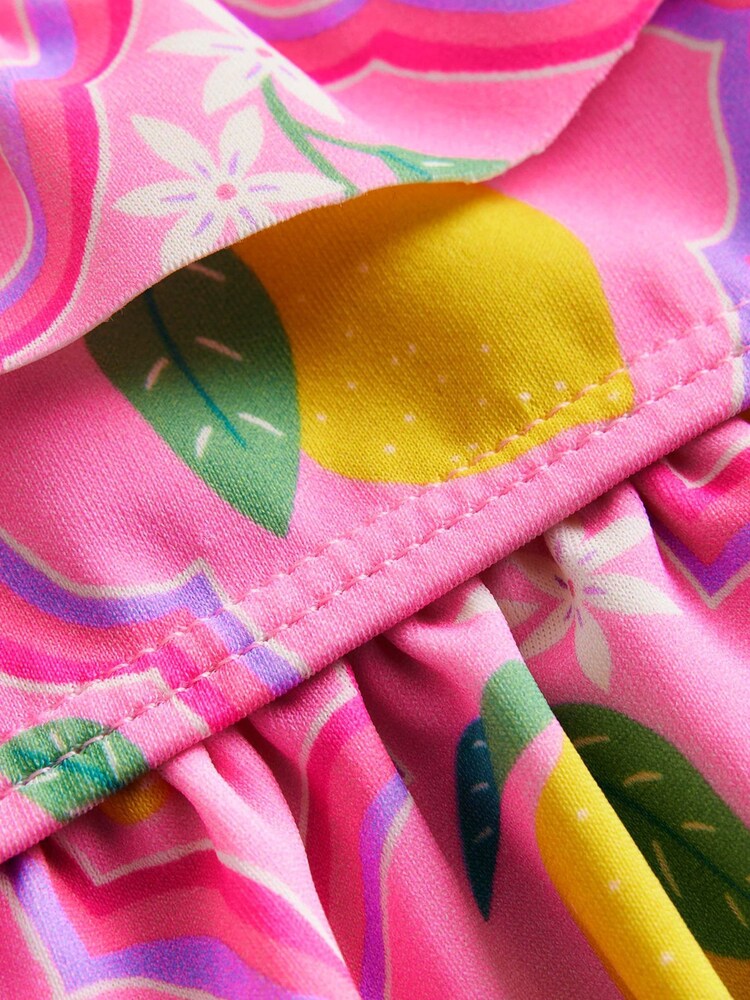 Boden Pink Lemon Frill Detail Tie Back Bikini - Image 4 of 4