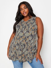 Yours Curve Black Light Abstract Dot Print Swing Vest Top - Image 1 of 4