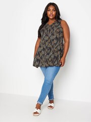 Yours Curve Black Light Abstract Dot Print Swing Vest Top - Image 2 of 4