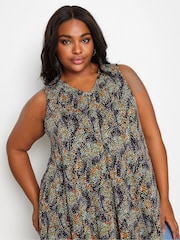Yours Curve Black Light Abstract Dot Print Swing Vest Top - Image 3 of 4
