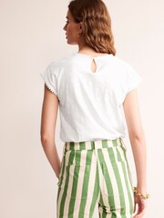 Boden White Sasha Broderie T-Shirt - Image 3 of 6