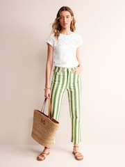 Boden White Sasha Broderie T-Shirt - Image 4 of 6