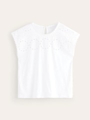 Boden White Sasha Broderie T-Shirt - Image 6 of 6