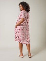 Evans Red Curve Abstract Print Pleat Front Midi Dress - Image 3 of 5