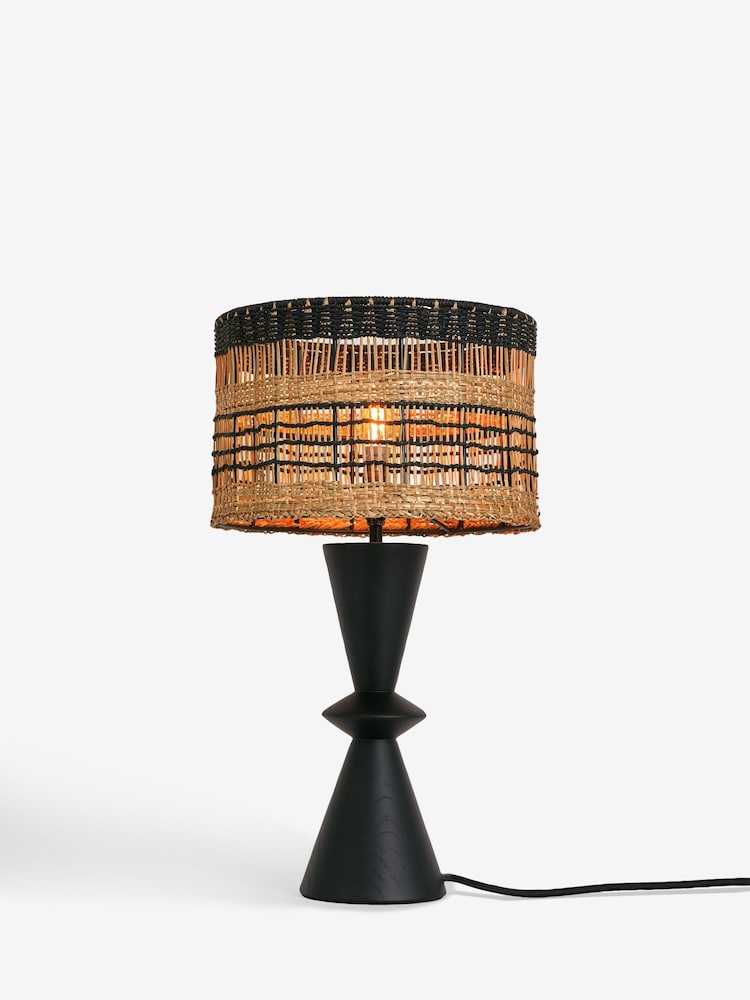 Black Kali Hand-Woven Rattan Table Lamp - Image 5 of 5
