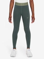 Nike Vintage Green Girls Pro Dri-FIT Therma FIT Leggings - Image 1 of 4