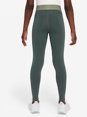 Nike Vintage Green Girls Pro Dri-FIT Therma FIT Leggings - Image 2 of 4