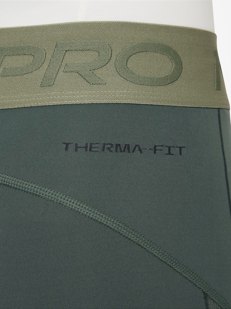 Nike Vintage Green Girls Pro Dri-FIT Therma FIT Leggings - Image 4 of 4