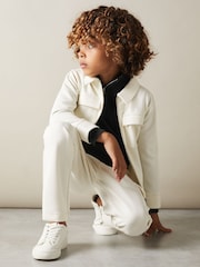 Reiss Off White Ventura 9-13 yrs Twill Zip-Front Jacket - Image 1 of 3