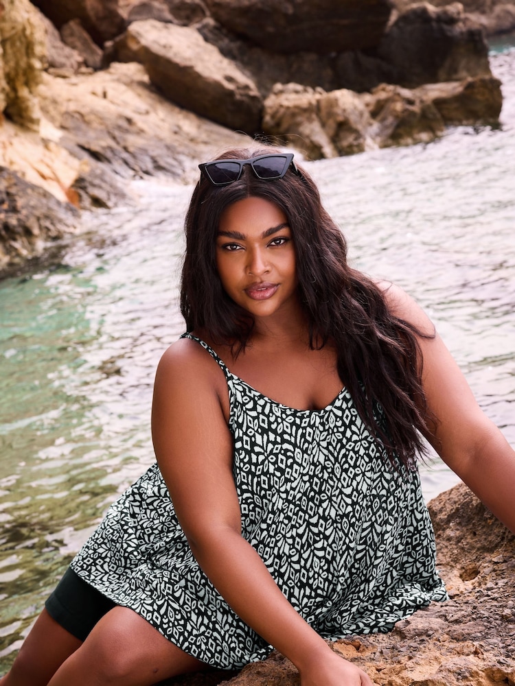 Yours Curve Black Ikat Print Cami - Image 1 of 6 Yours Curve Black Ikat Print Cami - Image 1 of 6
