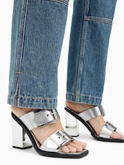 AllSaints Silver Camille Mules - Image 1 of 7