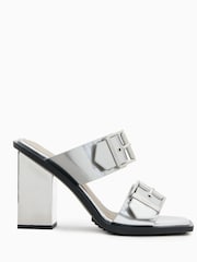 AllSaints Silver Camille Mules - Image 3 of 7