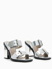 AllSaints Silver Camille Mules - Image 5 of 7