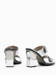 AllSaints Silver Camille Mules - Image 7 of 7