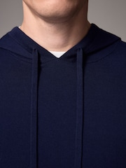 أزرق داكن أزرق - Regular Fit Cotton Rich Knit Hoodie - صورة 5 من 8