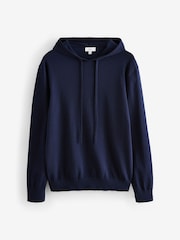 أزرق داكن أزرق - Regular Fit Cotton Rich Knit Hoodie - صورة 6 من 8