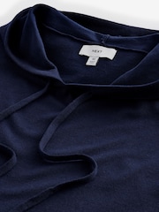 أزرق داكن أزرق - Regular Fit Cotton Rich Knit Hoodie - صورة 7 من 8