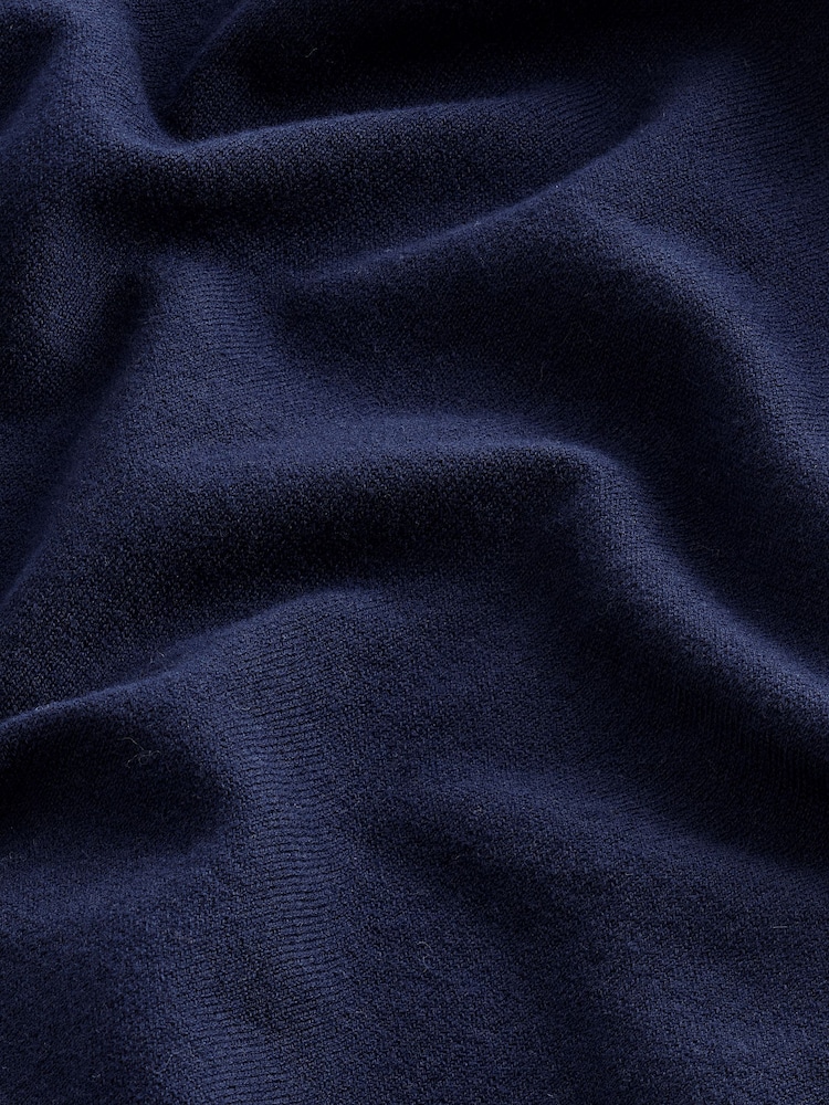 Navy Blue Regular Fit Cotton Rich Knit Hoodie - Image 8 of 8 Navy Blue Regular Fit Cotton Rich Knit Hoodie - Image 8 of 8