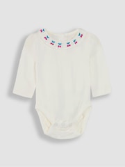 JoJo Maman Bébé Cream Cherry Embroidered Frill Collar Body - Image 1 of 3