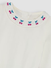 JoJo Maman Bébé Cream Cherry Embroidered Frill Collar Body - Image 3 of 3