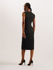 Ted Baker Black Manabud Tailored Midi Dress With Front Split - Image 2 of 5