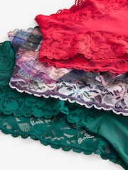Print/Plain High Rise High Leg Floral Lace Knickers 3 Pack - Image 9 of 10