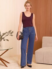 Love & Roses Oxblood Red Jersey Scoop Neck Vest Top - Image 3 of 4