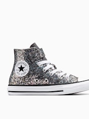 Converse Grey Junior Chuck Taylor Glitter 1V Trainers - Image 1 of 8