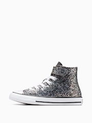 Converse Grey Junior Chuck Taylor Glitter 1V Trainers - Image 2 of 8