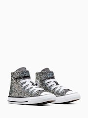 Converse Grey Junior Chuck Taylor Glitter 1V Trainers - Image 3 of 8