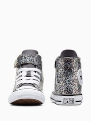 Converse Grey Junior Chuck Taylor Glitter 1V Trainers - Image 6 of 8