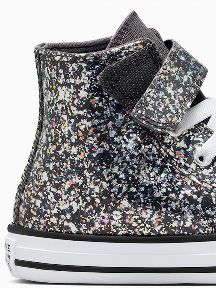 Converse Grey Junior Chuck Taylor Glitter 1V Trainers - Image 8 of 8