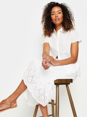M&Co White 100% Cotton Broderie Midi Skirt - Image 4 of 6