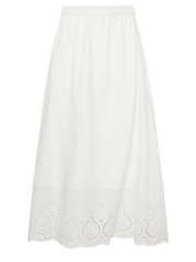M&Co White 100% Cotton Broderie Midi Skirt - Image 6 of 6