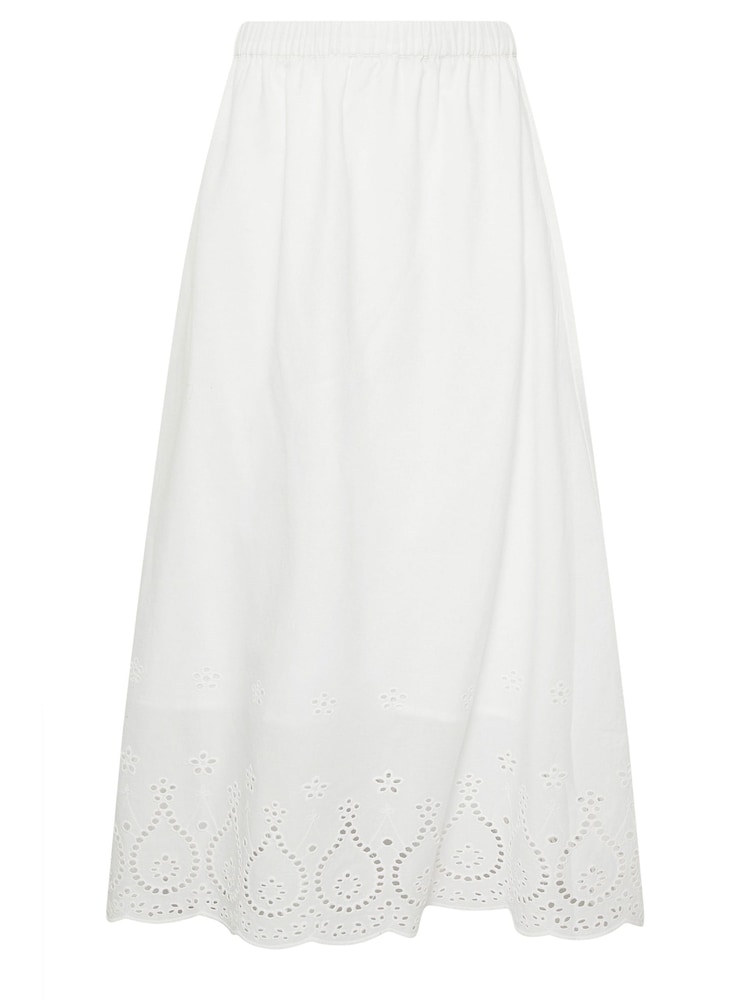 M&Co White 100% Cotton Broderie Midi Skirt - Image 6 of 6