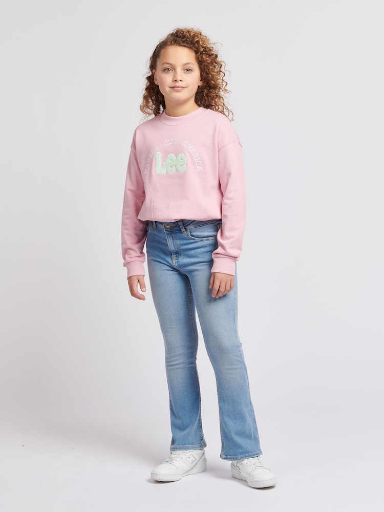 Lee Pink Girls 100% Cotton Kansas Graphic Crew Sweatshirt - Image 2 of 8
