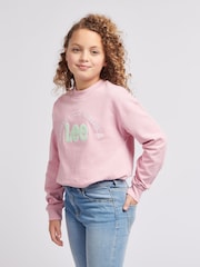 Lee Pink Girls 100% Cotton Kansas Graphic Crew Sweatshirt - Image 4 of 8