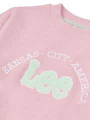 Lee Pink Girls 100% Cotton Kansas Graphic Crew Sweatshirt - Image 8 of 8