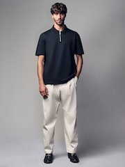 Black Relaxed Fit Heavyweight Quarter Zip Polo Shirt - Image 2 of 7
