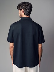 Black Relaxed Fit Heavyweight Quarter Zip Polo Shirt - Image 3 of 7