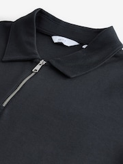 Black Relaxed Fit Heavyweight Quarter Zip Polo Shirt - Image 6 of 7