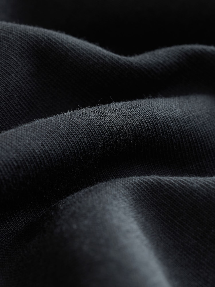Black Relaxed Fit Heavyweight Quarter Zip Polo Shirt - Image 7 of 7