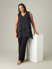 Live Unlimited Black Curve Petite Mono Spot Print Layered Tunic - Image 3 of 6