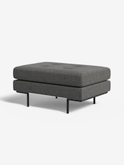 MADE.COM Textured Weave Stone Grey Harlow Footstool - Image 1 of 3