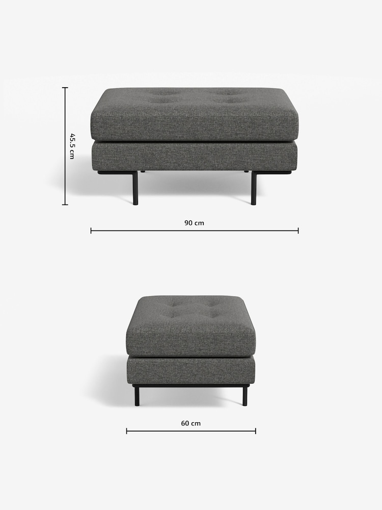 MADE.COM Textured Weave Stone Grey Harlow Footstool - Image 3 of 3